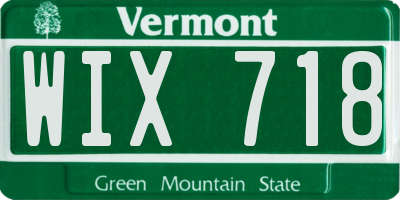VT license plate WIX718