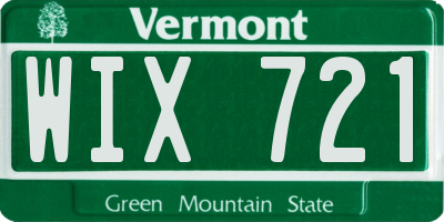 VT license plate WIX721