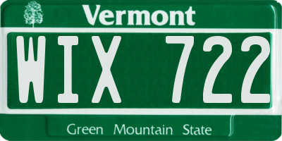 VT license plate WIX722