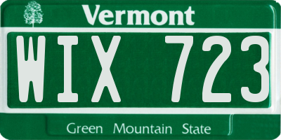 VT license plate WIX723