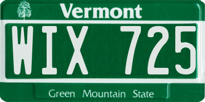 VT license plate WIX725