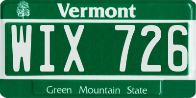 VT license plate WIX726