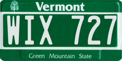 VT license plate WIX727