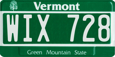 VT license plate WIX728