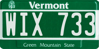 VT license plate WIX733