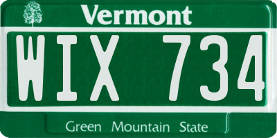 VT license plate WIX734