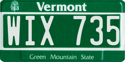 VT license plate WIX735