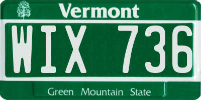 VT license plate WIX736