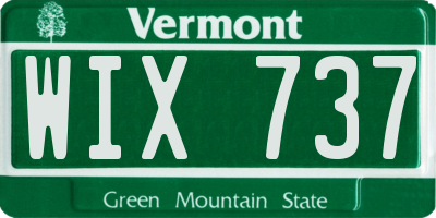 VT license plate WIX737
