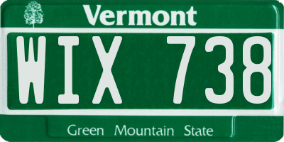 VT license plate WIX738