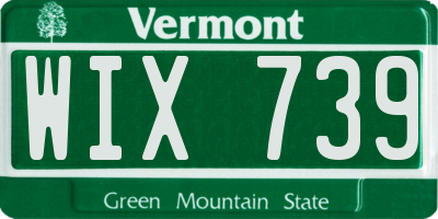 VT license plate WIX739