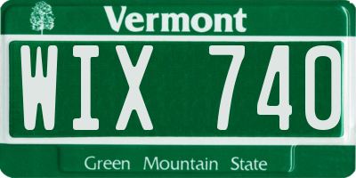 VT license plate WIX740