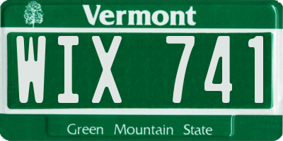 VT license plate WIX741