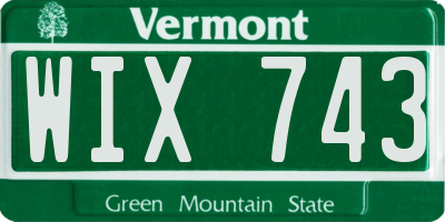 VT license plate WIX743