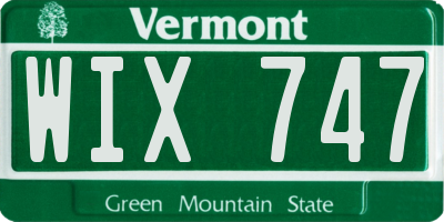 VT license plate WIX747