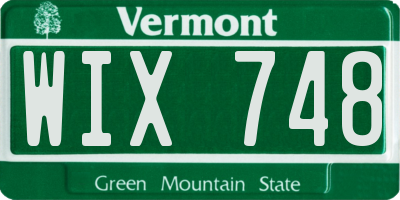 VT license plate WIX748