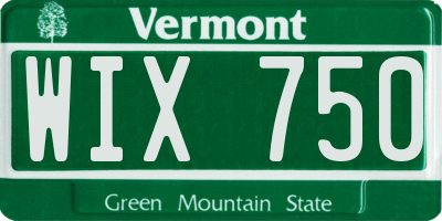 VT license plate WIX750