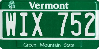 VT license plate WIX752