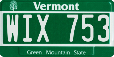 VT license plate WIX753