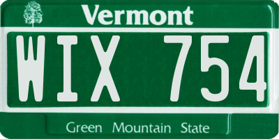 VT license plate WIX754
