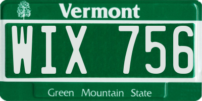 VT license plate WIX756