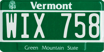 VT license plate WIX758