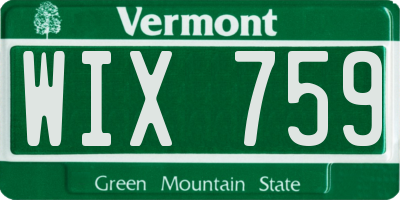 VT license plate WIX759