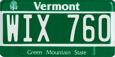 VT license plate WIX760