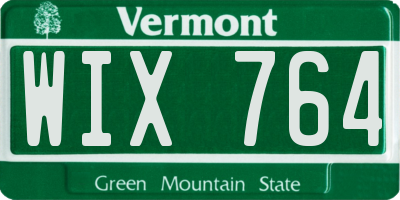 VT license plate WIX764