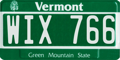 VT license plate WIX766