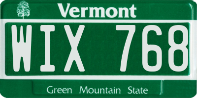 VT license plate WIX768