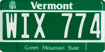 VT license plate WIX774