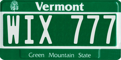 VT license plate WIX777