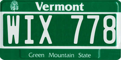 VT license plate WIX778