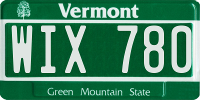 VT license plate WIX780