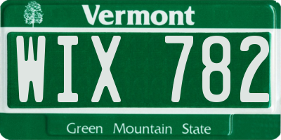 VT license plate WIX782
