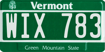 VT license plate WIX783