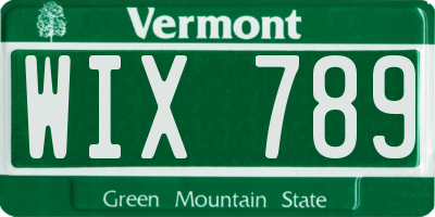 VT license plate WIX789