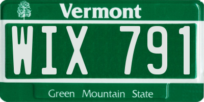VT license plate WIX791