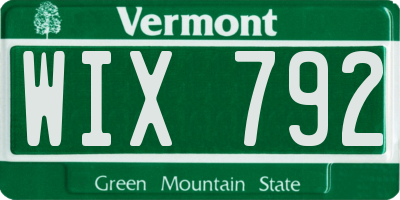 VT license plate WIX792