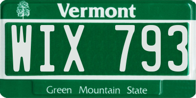 VT license plate WIX793