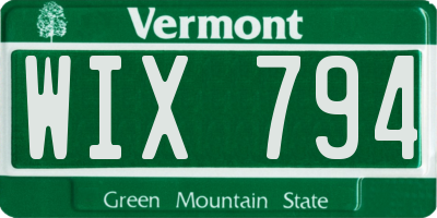 VT license plate WIX794