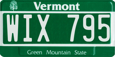 VT license plate WIX795