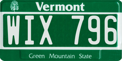 VT license plate WIX796