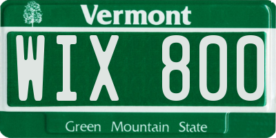 VT license plate WIX800