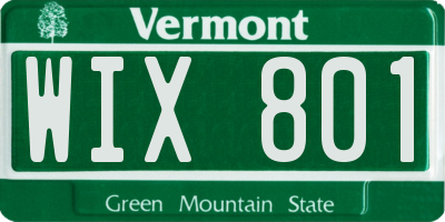 VT license plate WIX801