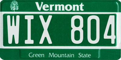 VT license plate WIX804