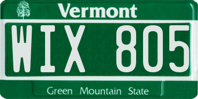 VT license plate WIX805