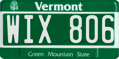 VT license plate WIX806