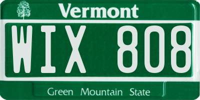 VT license plate WIX808